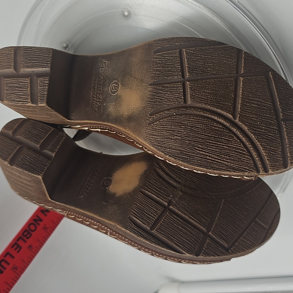K New Patrizia Wedge Sandals Brown W/ Gold Buckles Sandal Summer Sz 8 - Picture 10 of 11